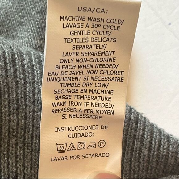 Chaps Men's Cotton Sweater Vest V-neck Gray with Navy blue logo Size XL - Picture 8 of 8